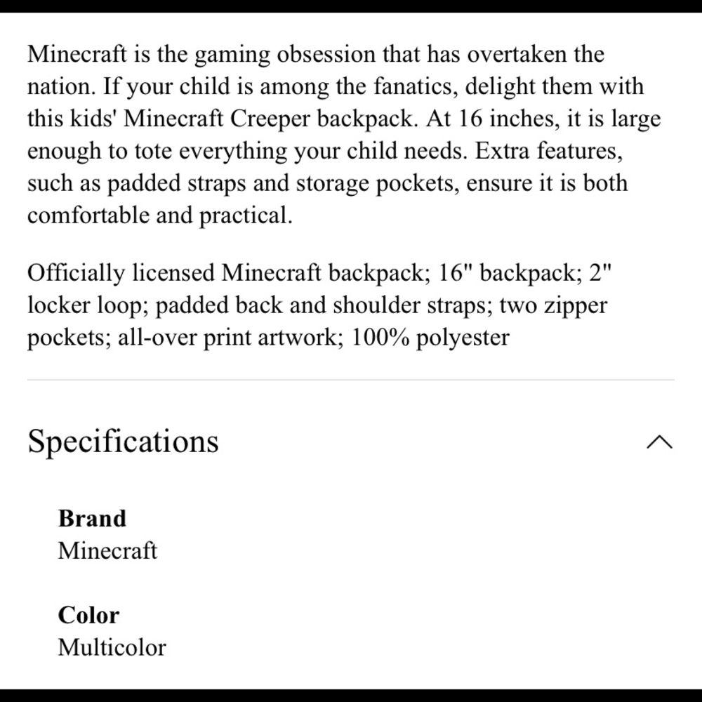 COPY - Minecraft Backpack - Picture 5 of 5